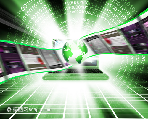 筆記本電腦屏幕全球計算機網絡的象征