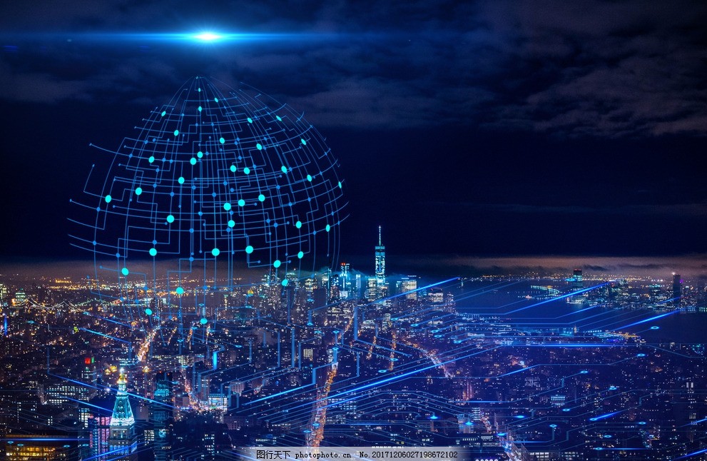 炫酷藍(lán)色科技建筑 未來都市的視覺交響曲